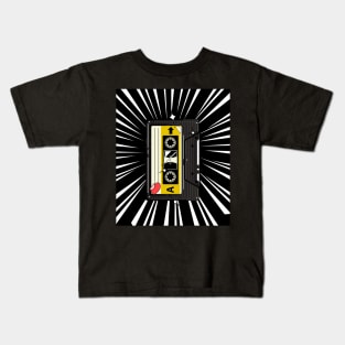 Retro Cassette Tape (white print) Kids T-Shirt